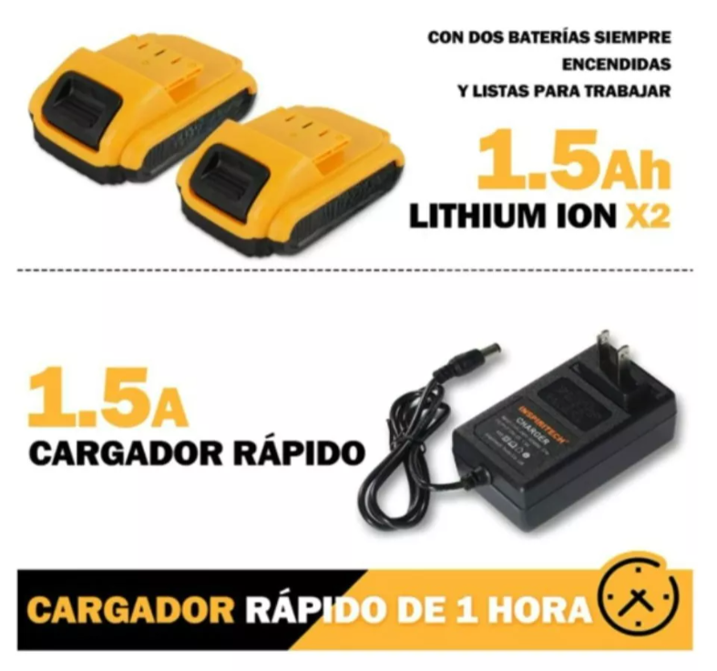 ⚡Taladro Inalámbrico - 2 baterías - 26 Accesorios